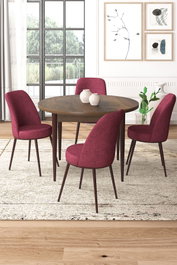 Hanah Home Juego de mesa y sillas de 5 piezas Barroco, Burdeos